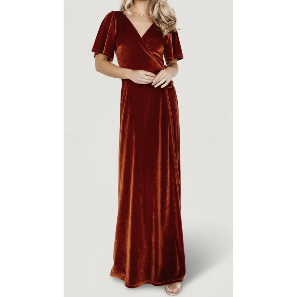 Baltic Born Meghan Velvet Wrap Maxi Dress Women's Sz 1XL Rust Orange Terracottaโ